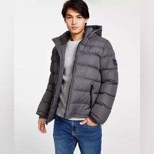Tommy Hilfiger Gray Hooded Puffer Jacket Coat Men’s XXXL Quilted Winter
